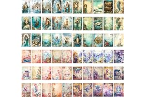 Yoksas 120 Sheets Vintage Mythology Fantasy Sea Ocean Scrapbook Paper - Mermaid Seahorse Corals UnderSea Junk Journals Decorative Cardstock for Posters,Card Making,Crafts Paper