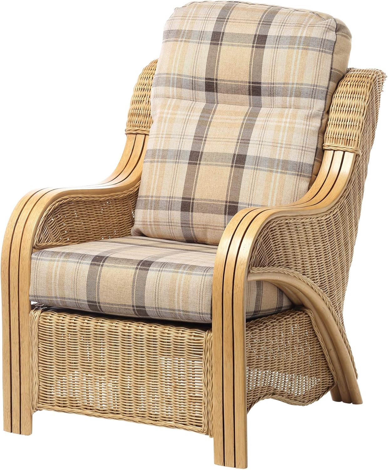 Desser Opera Armchair in Highland Fabric Real Cane Rattan Indoor