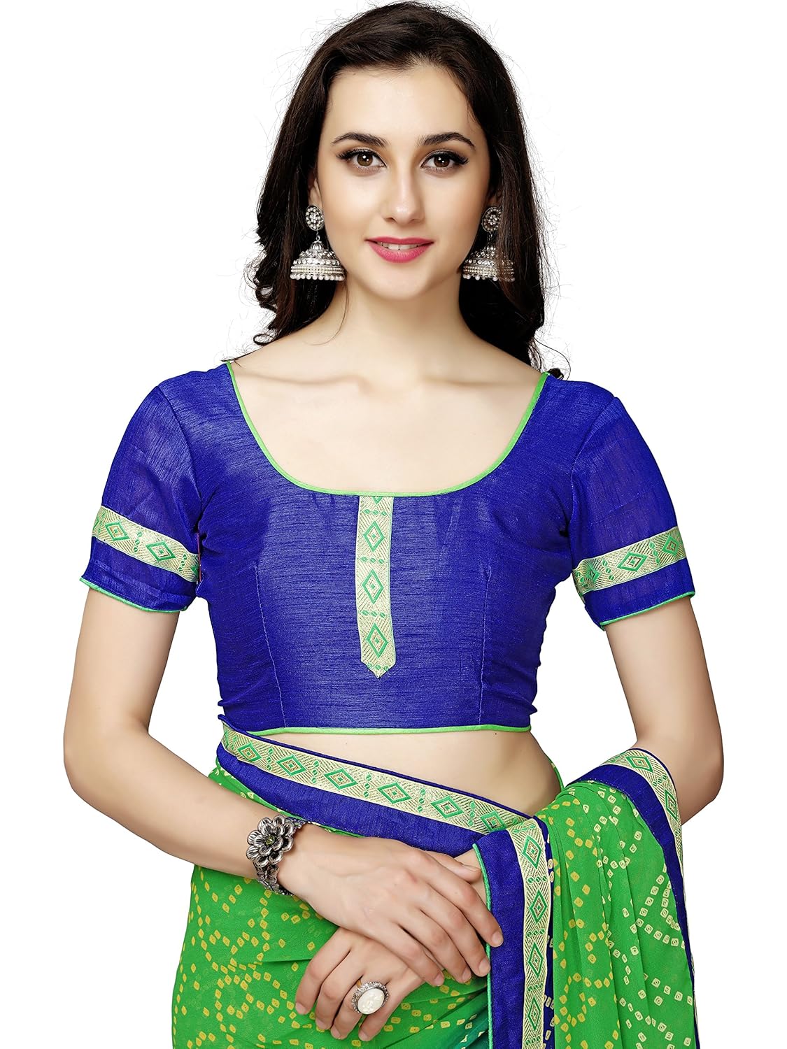 online fayda women's georgette saree with blouse piece (of288,green,free size)