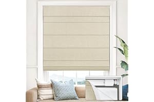 UNISHADES 100% Blackout No Tools No Drill Cordless Roman Shades for Windows, Size 34 3/4" W × 60" H (for Windows 35" W × 60" H) Blackout - Beige