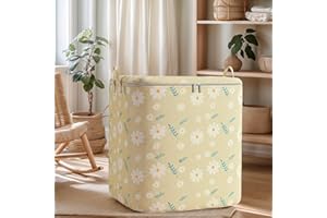 Clothes Storage Bag, Clothing Blanket Organizer with Handle and Lids, Fabric Storage Box for Closet Wardrobe Bedroom Home, Be