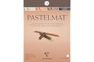 Clairefontaine - Ref 96008C - Pastelmat Pastel Card Pad No.2 (12 Sheets) - 360gsm Card - 30 x 40cm - Assorted Colours - Specially Formulated for Use with Pastels