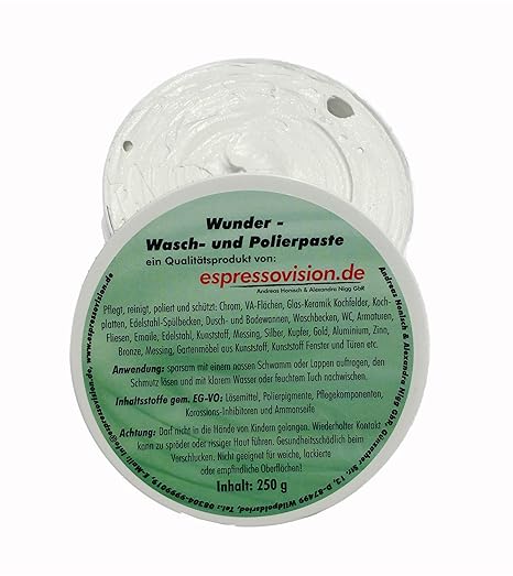 250g Wunderpaste Reinigungspaste und Polierpaste, pflegt, reinigt, poliert und schützt alle glatten Oberflächen aus Metall, K