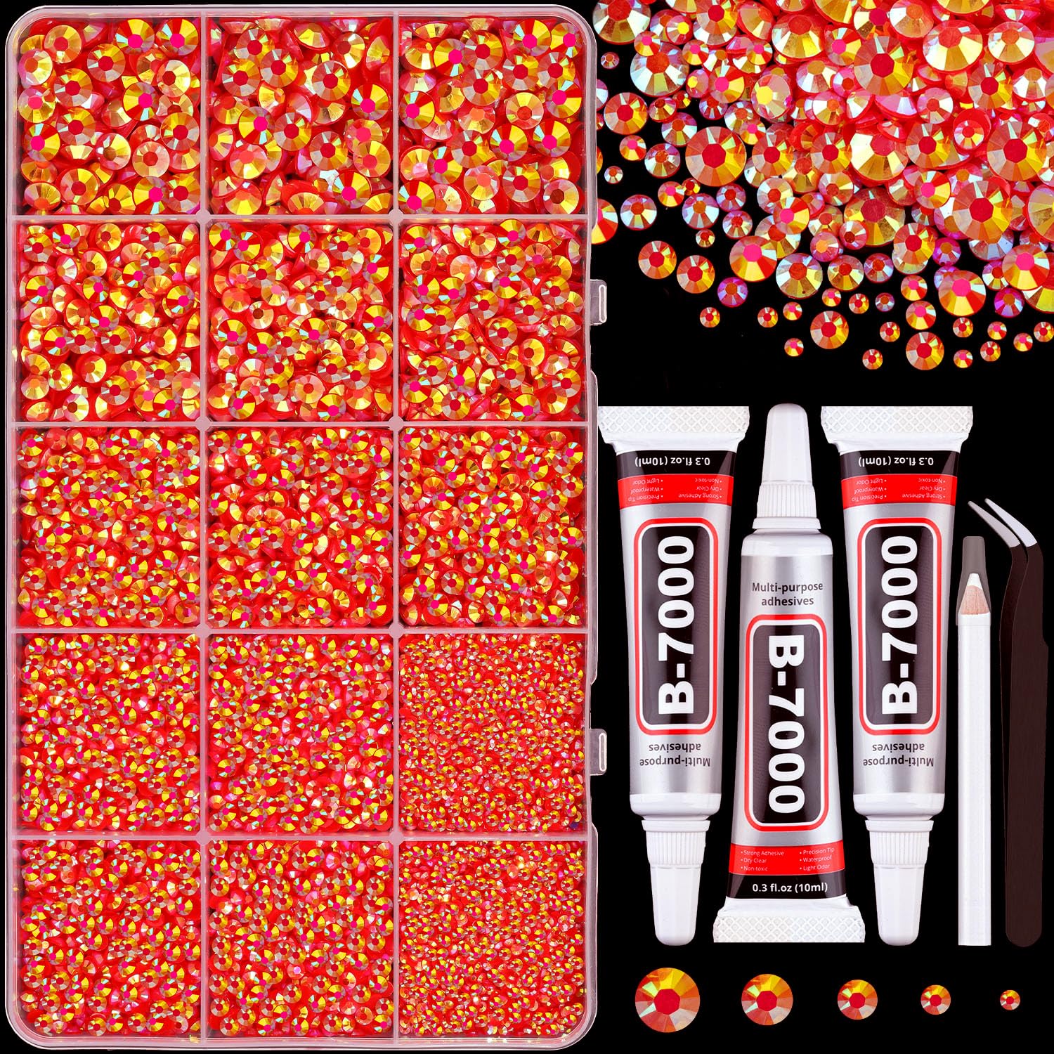 16000Pcs Resin Jelly Red AB Rhinestones for