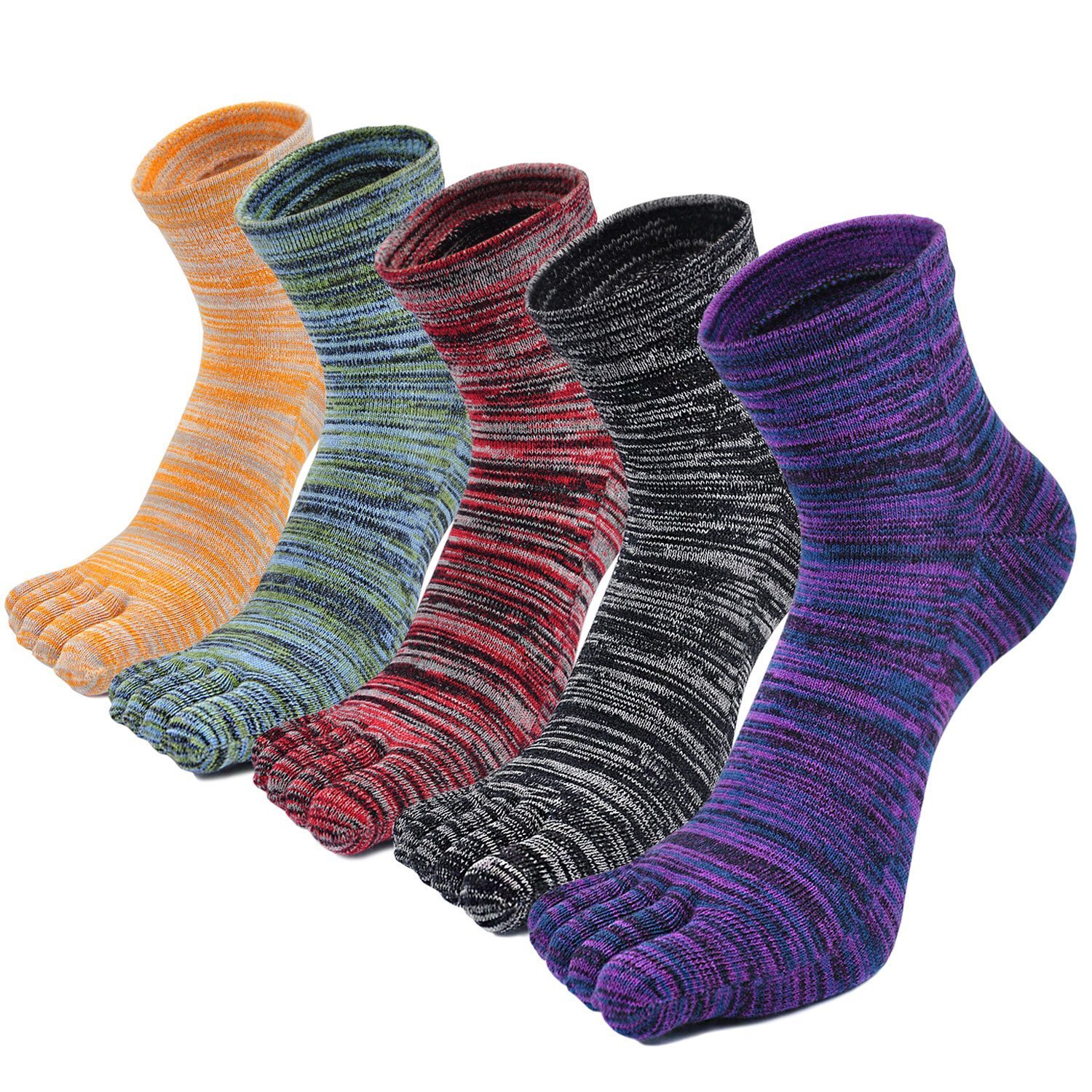 PUTUO Mens Toe Socks Running Five Finger Socks Mini Crew Sport Cotton Socks, EU 39-44, Multicoloured-1