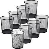 Amyhill 8 Pieces Mesh Trash Can Round Mesh Waste Basket Mesh Garbage Bin 3 Gallon 4 Gallon 6 Gallon Open Top Lightweight Bathroom Wastebasket for Office Home (Black, Small)
