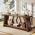 Tribesigns 70.86-Inch Farmhouse Console Table, Industrial Narrow Long Sofa Entryway Table with Storage, 2-Tier Wood Couch Foyer Accent Table for Living Room, Hallway, Entrance (Brown)