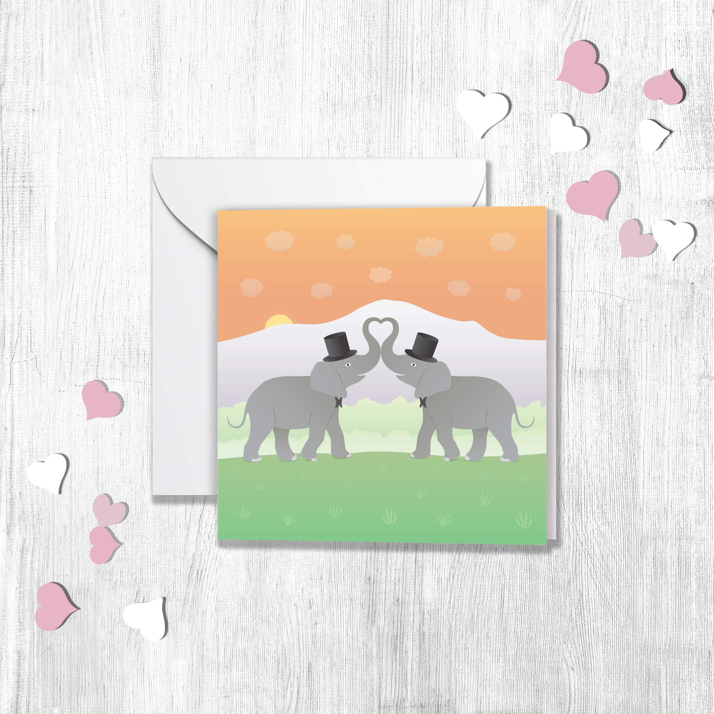 Male Elephant Couple - Gay Valentines Card Romantic Boyfriend Husband Cute Animal Lover