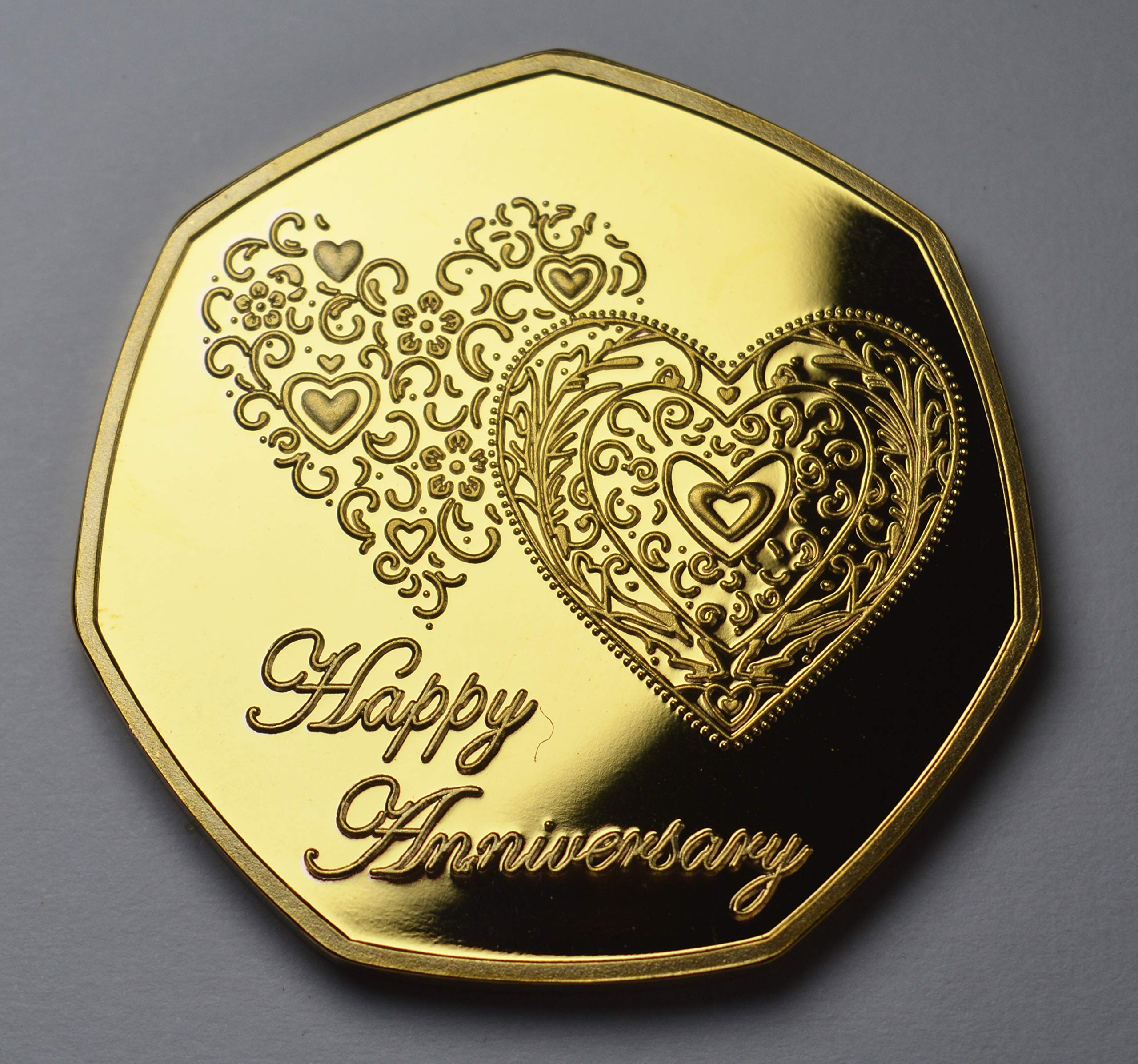 The Commemorative Coin Company HAPPY ANNIVERSARY 24ct Gold Commemorative. Gift/Present. Husband/Wife/Partner/Boyfriend/Girlfriend