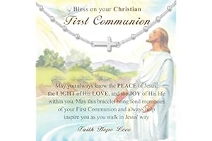 DORANA Christian Gifts for Women Girls 925 Sterling Silver Rosary Cross Link Chain Bracelet Baptism Communion Confirmation Religious Jewelry Gifts with Inspirational Card