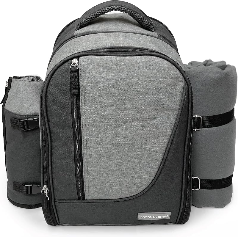 Andrew James 4-Person Picnic Bag with Insulated Bottle Cooler & Blanket
