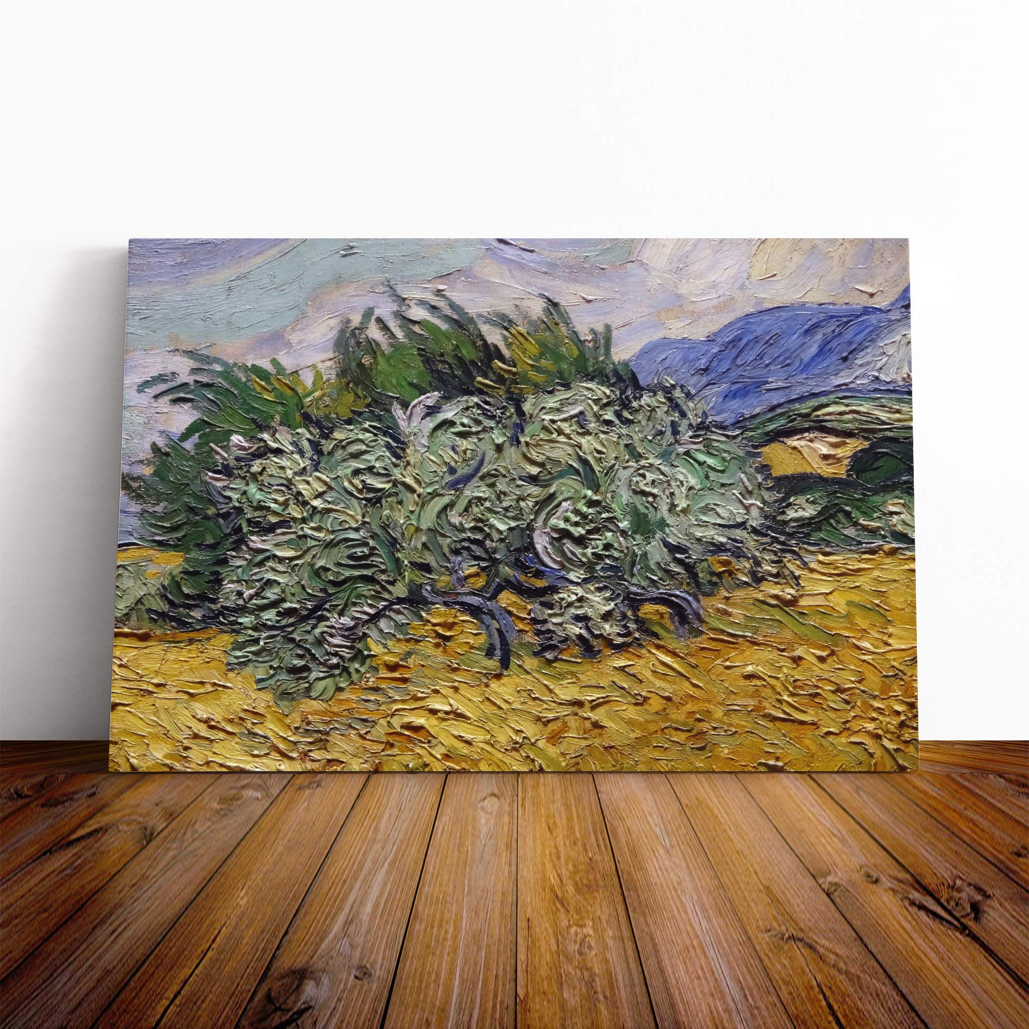 Vincent Van Gogh Wheat Field with Cypresses (2) Canvas Print | Gallery Wrapped 30mm Frame Wall Art | 20x14 inches | Ready to Hang | Modern Landscape Picture | Living Room Bedroom Lounge Office