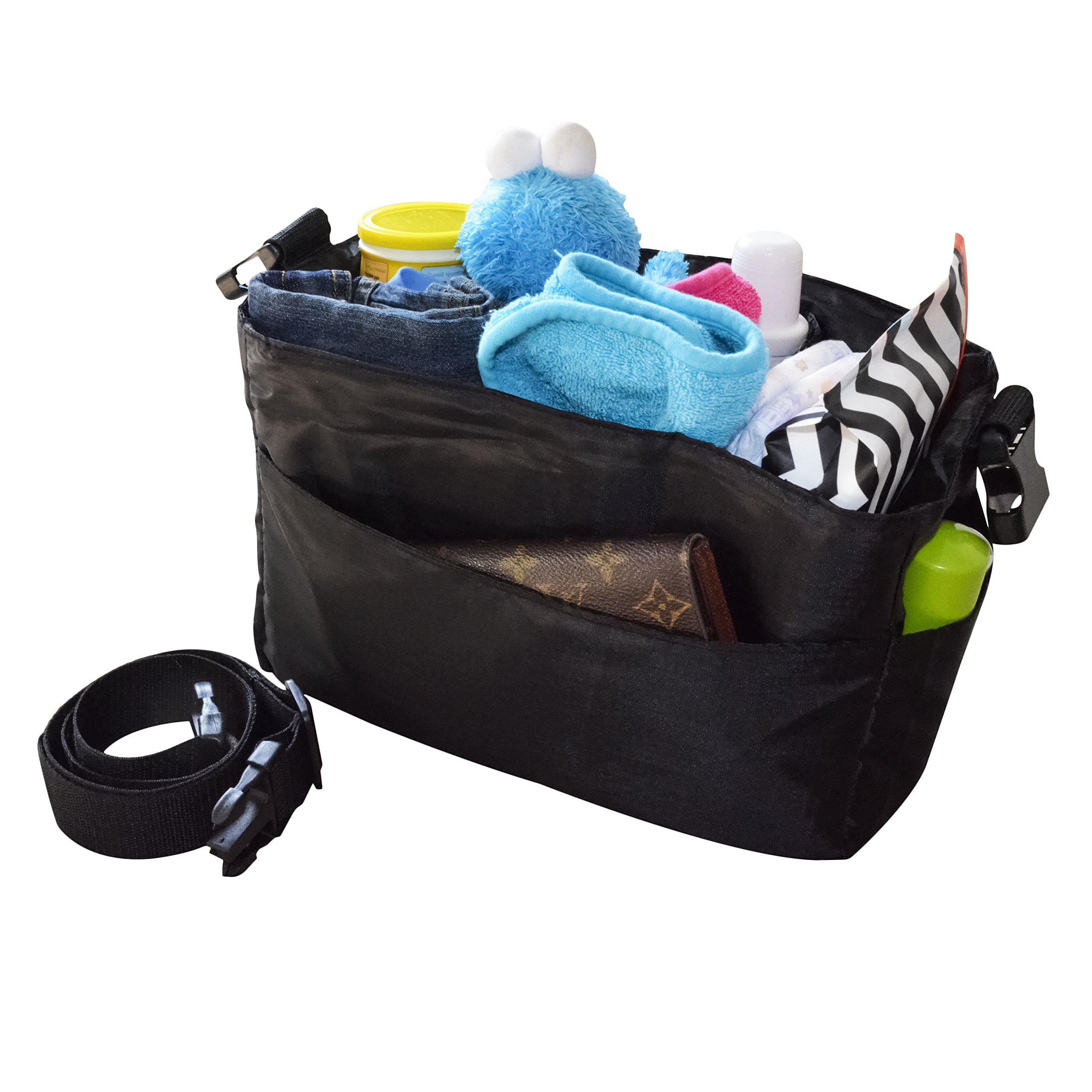 Diaper Bag Insert Organizer For Stylish Moms, Black, 12 Pockets, Turn