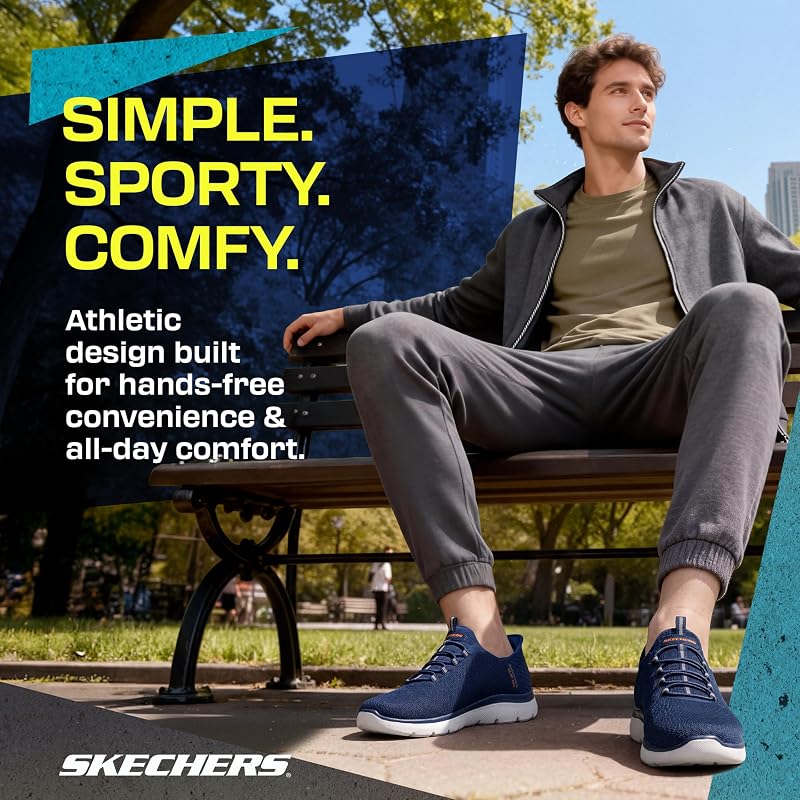 Skechers Summits High Range, Ténis Masculinos, Navy Mesh Trim, 43 EU