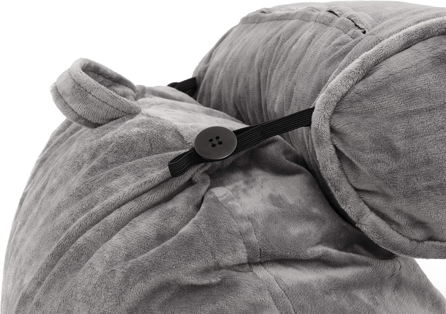 Husband Pillow - Dark Grey, Big Backrest Reading Bed Rest Pillow with Arms, Plush Memory Foam Fill, Remove Neck Roll Off Bungee, Change Covers, Zipper On Shell of Bed Chair for Adjustable Loft: Home & Kitchen