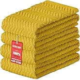 DecorRack 100% Cotton Kitchen Towels, 15" x 25" Absorbent Dish Towels [Premium Quality 400 GSM] Yellow (Pack of 4)