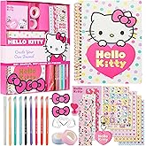 Hello Kitty DIY Journal Kit for Girls Teens Kawaii A5 Spiral Notebook Hair Clips Keychain Bookmark Stickers Cute Stuff Anime Gifts for Girls