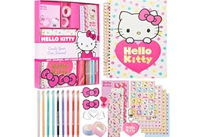 Hello Kitty DIY Journal Kit for Girls Teens A5 Diary Kawaii Art Supplies Stickers Sticky Notes Keyring Coloured Pens Arts and