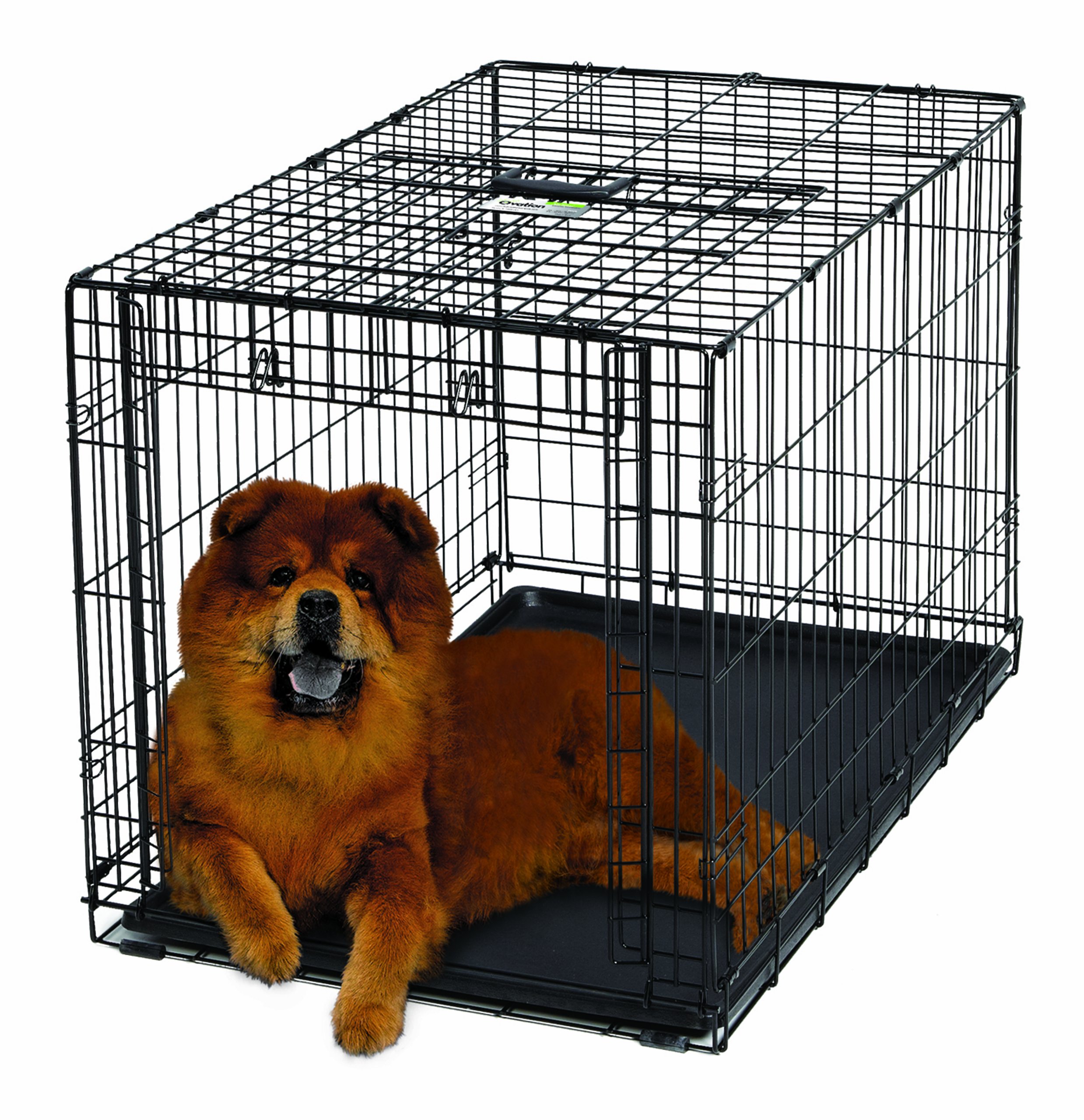 MidWest Homes for PetsIntermediate Ovation Single Door Folding Dog Crate, 91 cm, Space-Saving Patented Up & Away Door, Leak-Proof Pan, Divider Panel, Black