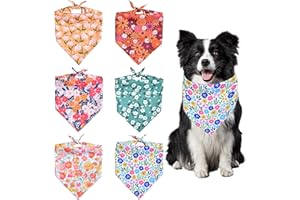 6Pcs Floral Dog Bandana Triangle Bibs for Outdoor, Fashion Fall Summer Spring Flower Pet Scarf Kerchief for Dogs Cats
