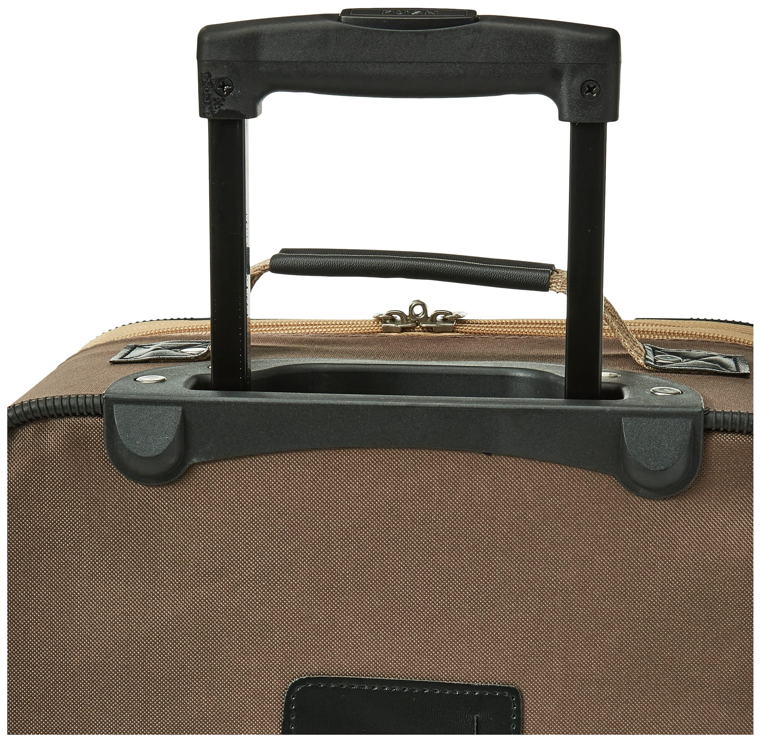 Rockland Fashion Softside Upright Luggage Set,'Expandable,Lightweight,Telescopic Handle,Wheel, Brown, 2-Piece (14/19)
