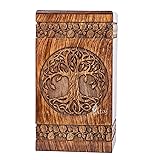 INTAJ Hand-Carved Wooden Cremation Urn for Human
