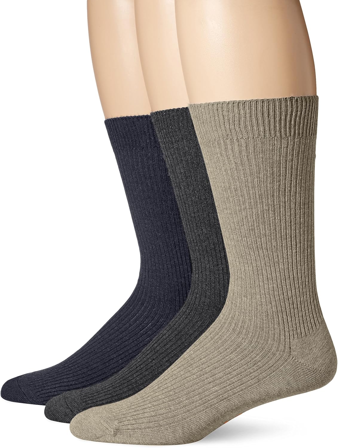 Dockers Men's 3 Pairs Light Weight Crew Socks, Assorted, Shoe Size 6