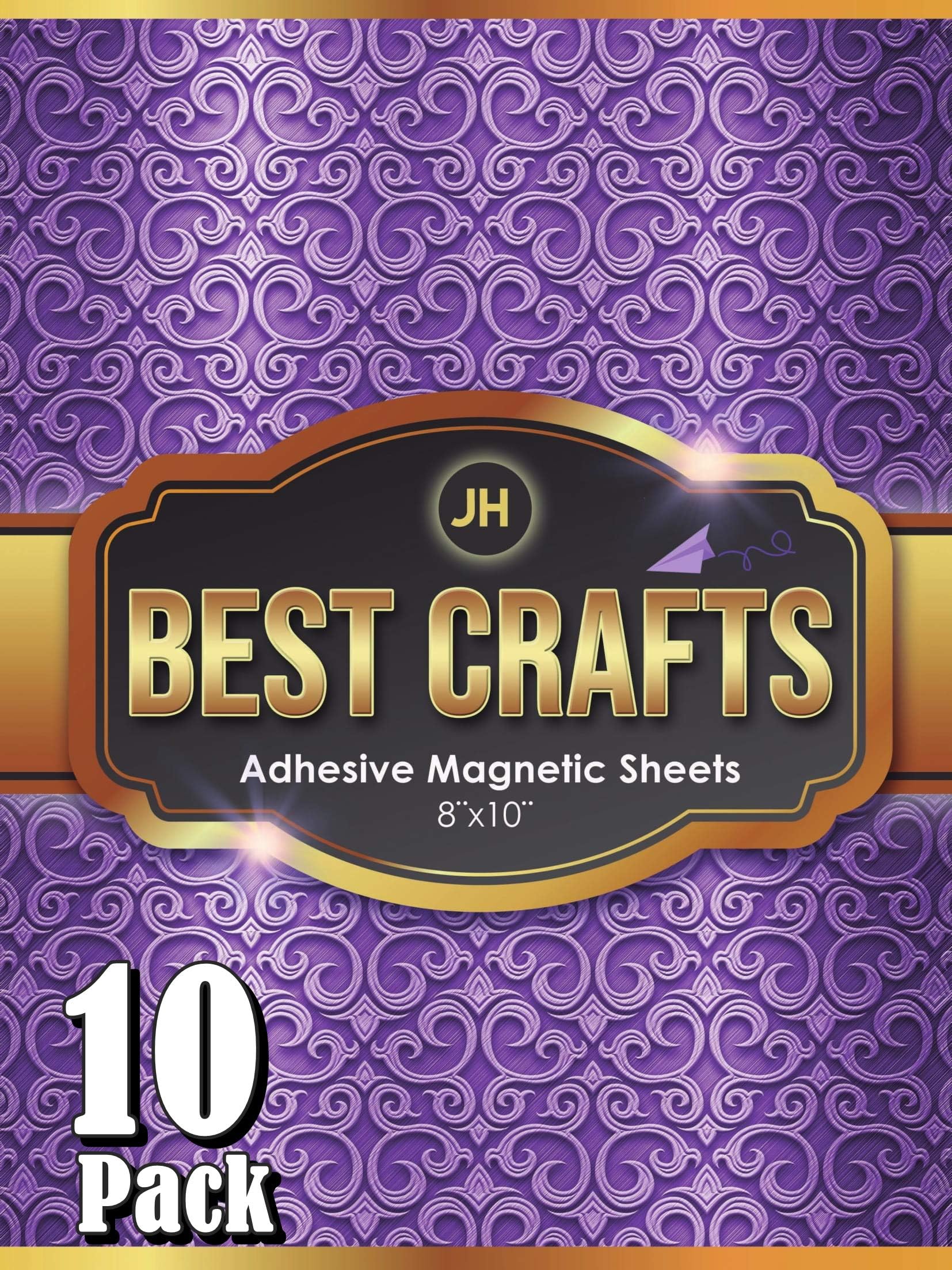 JH Best Crafts Adhesive Magnetic Sheets | Flexible Magnet with Adhesive Backing | 8 x 10 Inch Magnets for Crafts and Pictures | Cut to Any Size | Pack of 10
