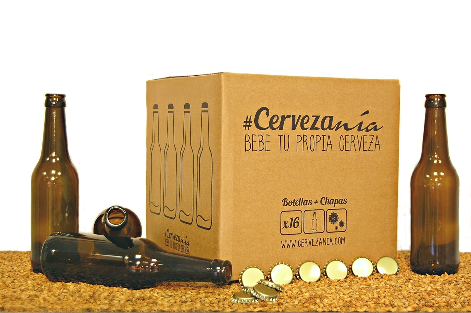 Set Botellas y chapas para elaborar cerveza casa
