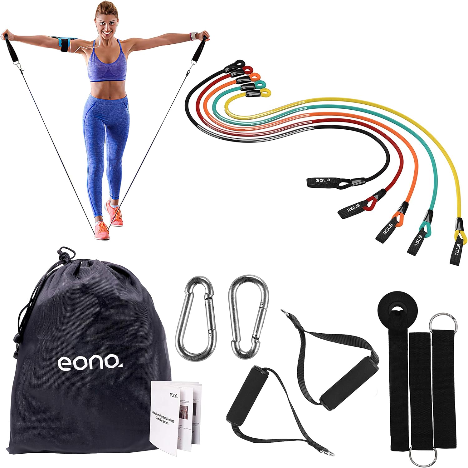 Eono by Amazon ANTISNAP Exercise Resistance Bands Set Compact