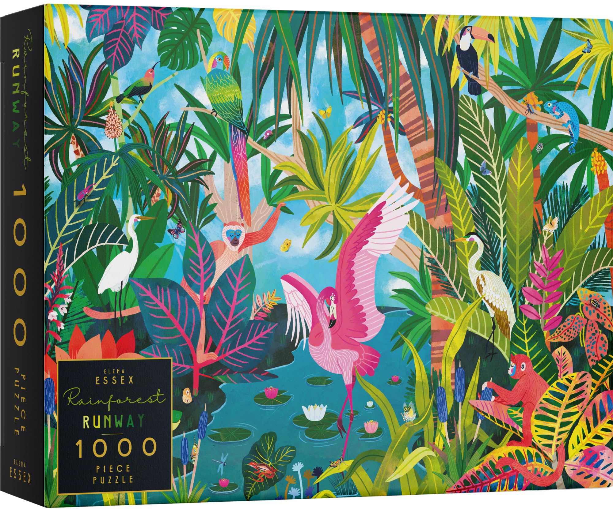 Elena Essex Jigsaw Puzzles for Adults 1000 - Rainforest Runway / 1000 Piece Jigsaw Puzzles for Adults / 1000 Piece Puzzles/Animal Bird Flamingo Puzzle/Jigsaws Size 70x50cm