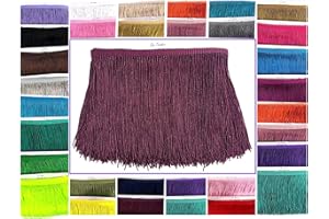 SEW TRENDS 5 Yards of 6" Long Chainette Fringe Thread Yarn Tassel Trim Braid Fringe for Crafts Sewing and Decor-Wine Burgundy Red