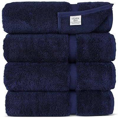 Luxury Hotel &amp; Spa 100% Cotton Premium Turkish Bath Towels, 27&quot; x 54'' (Set of 4, Blue)