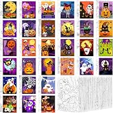 Dispowreath 30 Pcs Halloween Pre Printed Canva for Painting 5x7 Canvas | Sip and Paint Kit, Halloween Pre Drawn Outline Canvas with Wood Easels, Acrylic Paints, Beginner Friendly DIY Project