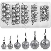 Drop Shot Weights Kit, 52pcs Round Fishing Weights Sinkers Bass Casting Drop Shot Sinkers Rig Cannonball Weights Assorted Set for Bass Fishing Freshwater Saltwater