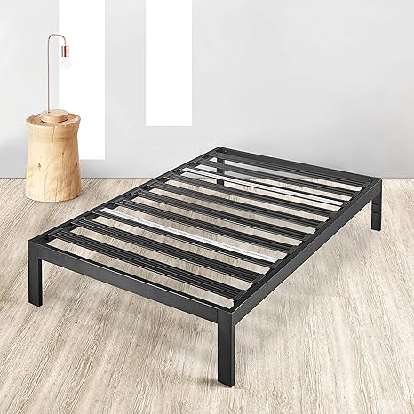 Amazon Com Mellow Rocky Base C 14 Platform Bed Heavy Duty Steel Black W Patented Wide Steel Slats No Box Spring Needed Twin Xl Home Kitchen