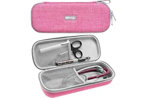 ButterFox Semi Hard Stethoscope Case for Classic III, Cardiology IV Diagnostic, Lightweight II S.E, and More Stethoscopes with Pocket for Nurse Accessories (Pearl Pink)