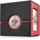 Kabinka Commander Deck Box for MTG with Dice Tray,Card Deck Box | Holds 100 Double-Sleeved Cards,for TCG/PTCG, Patented Design,with 35PT Magnetic Card Holder (Black&amp; Red, Lotus)