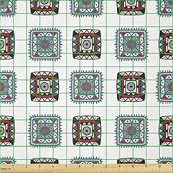 Ambesonne Batik Fabric by The Yard, Geometric