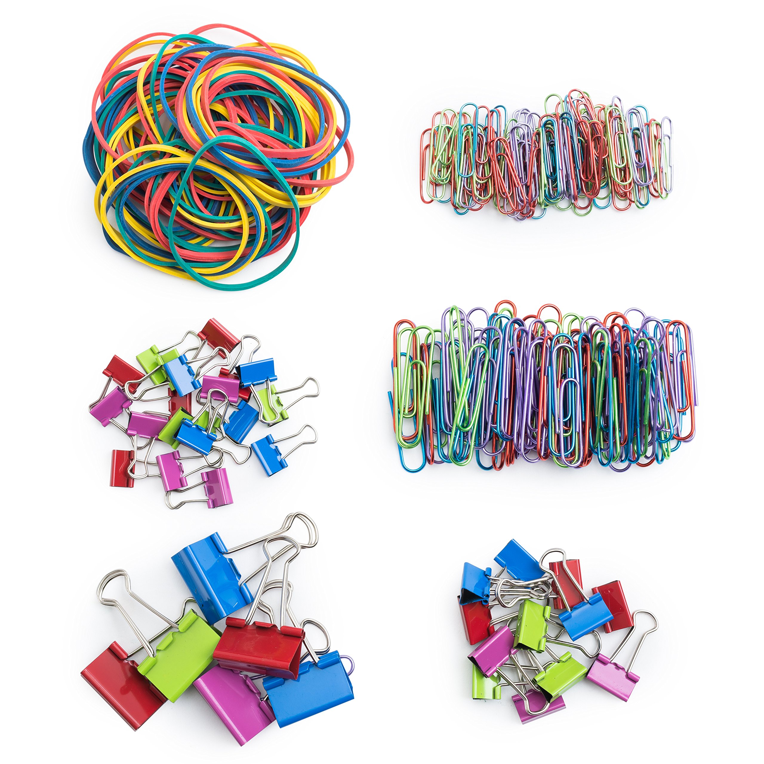 Mr. Pen Assorted Colored Binder Clips, Paper Clips, Rubber Bands