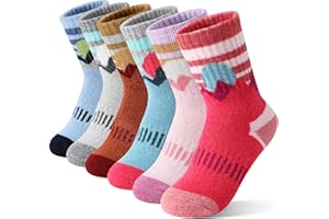 Sandsuced Kids Girls Toddlers Merino Wool Hiking Socks Thermal Warm Winter Cozy Crew Outdoor Socks 6 Pairs