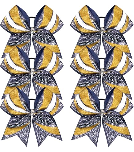 Lot of 9 Cheerleader Bows Hair Holders Sparkly Multicolored Rhinestone Mini Cheer Pigtail Bow Set-ab or Clear Rhinestones and  main image 3