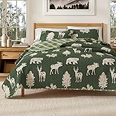 Great Bay Home Lodge Bedspread King Size Quilt with 2 Shams. Cabin 3- Piece Reversible All Season Quilt Set. Rustic Quilt Coverlet Bed Set. Rio Ridge Collection (Forest Green)