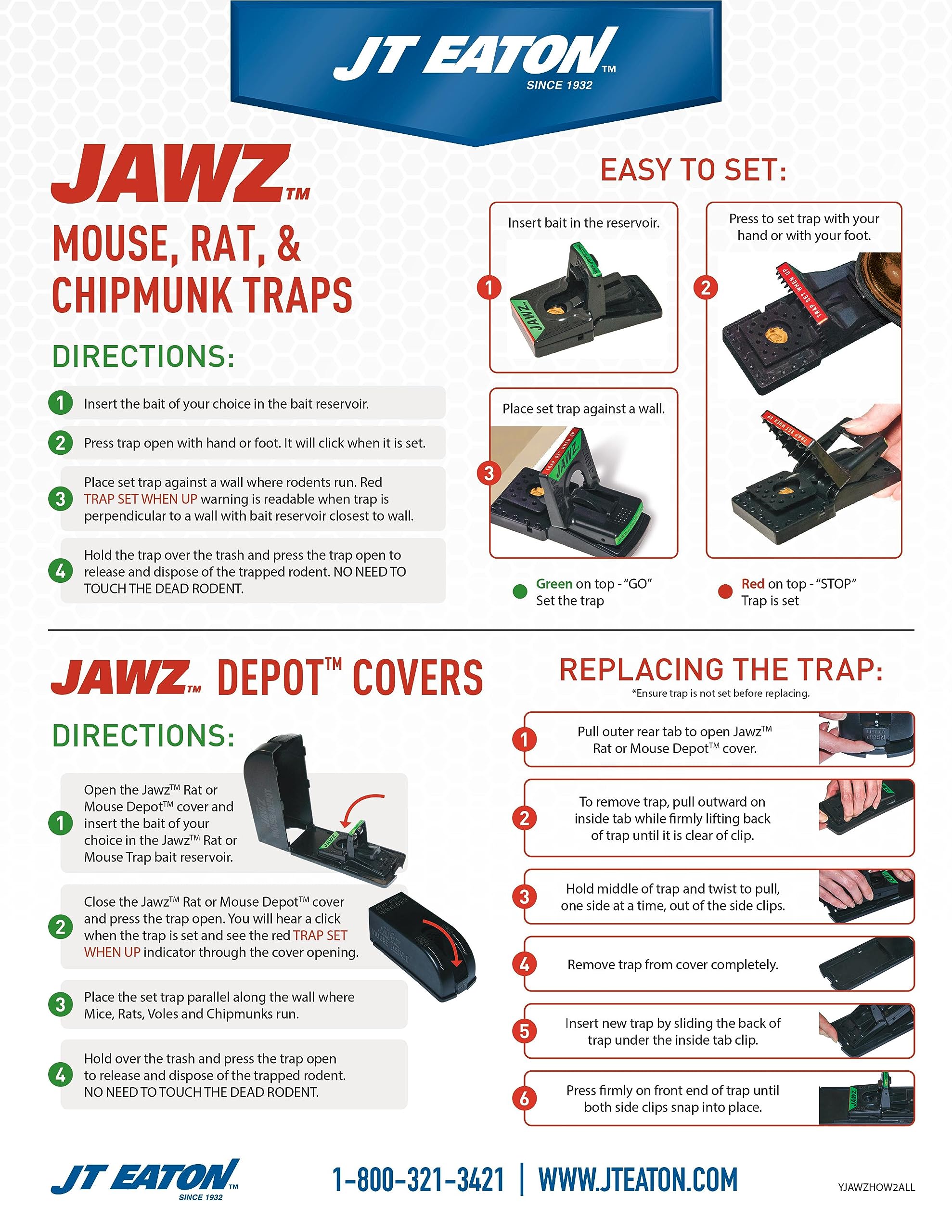 JT Eaton Jawz Reuseable Plastic Rat Trap with a High Tension Spring, Pack of 12