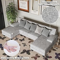 YESHOMY Convertible Sectional Sofa U-Shaped Couch