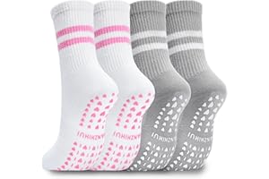 WANZHIHUI Pilates Grip Socks for Women Non Slip Grippy Cotton Pilate Sock Cute for Yoga Barre Workout Hospital