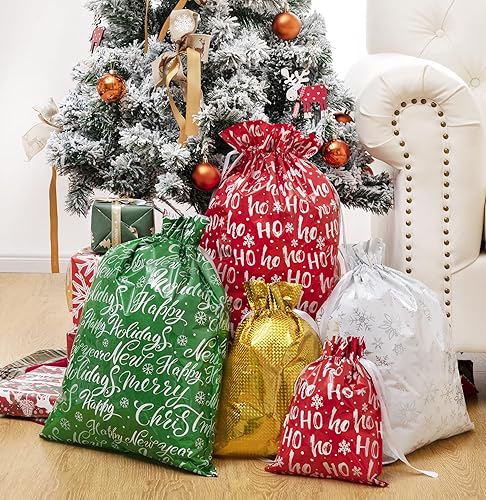 Dreamcountry Christmas Drawstring Gift Bags, 32 Pieces Gift