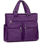 VOLGANIK ROCK Canvas Tote Bag Waterproof Nylon Multi Pocket Shoulder Bags Laptop Work Bag Teacher Purse Handbag for Women Men