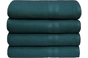 BOUTIQUO Premium Cotton 4 Pack Bath Towel Set - 100% Pure Cotton - 4 Bath Towels 27X54 - Ideal for Everyday Use - Ultra Soft & Highly Absorbent - Teal