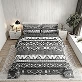 Erosebridal Southwestern Comforter Set Western Tribal Rustic Aztec Bedding Set for Women Men Native American Quilt Country Hobo Bohemian Down Comforter Queen Geometric Gray Striped